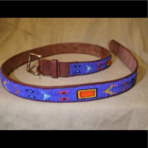 Handcrafted Vintage Aspiga Leather Beaded Belt 38”